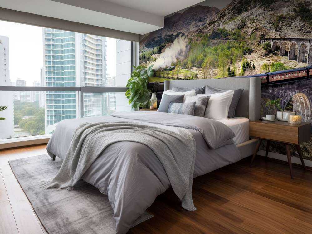 Stoomtrein door een prachtig landschap in Schotland