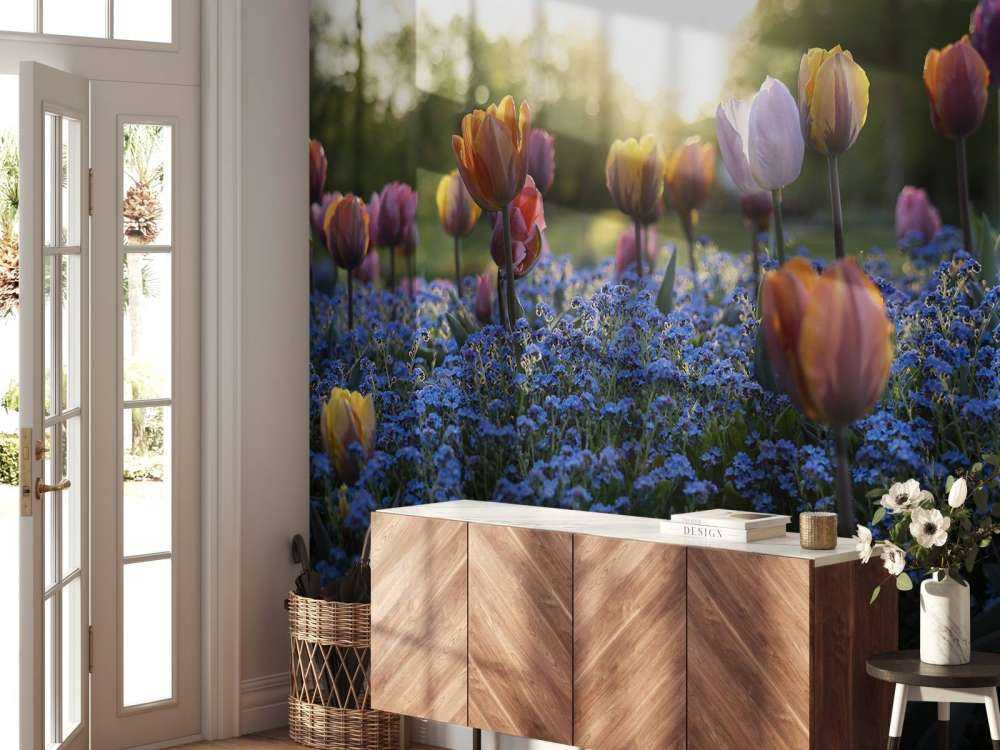 Vrolijk tulpenveld