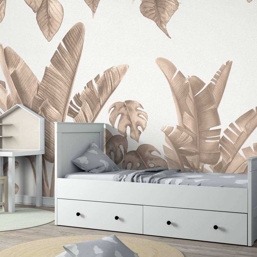 Jungle bladeren in taupe