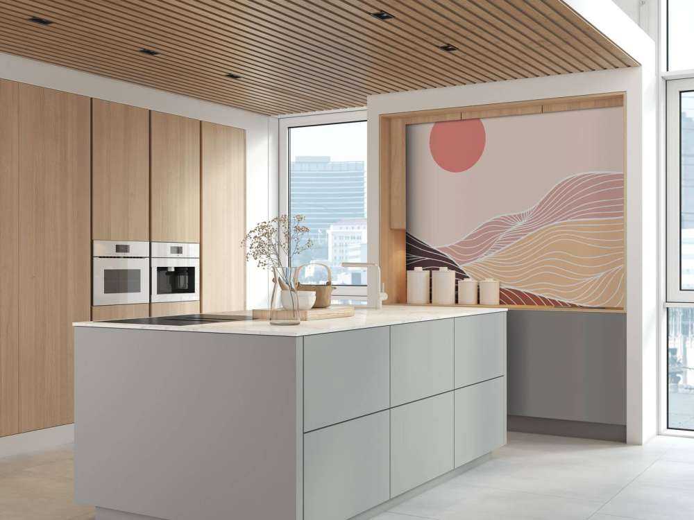 Lineart bergen met de zon