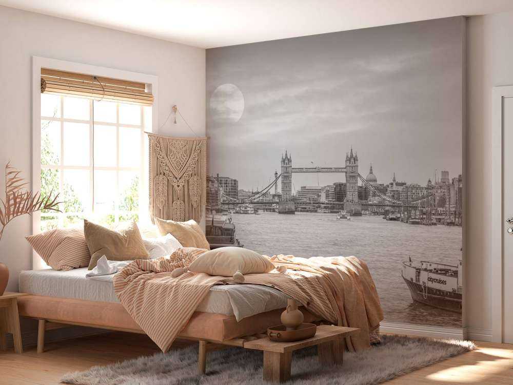 Stadsgezicht van Londen in zwart-wit