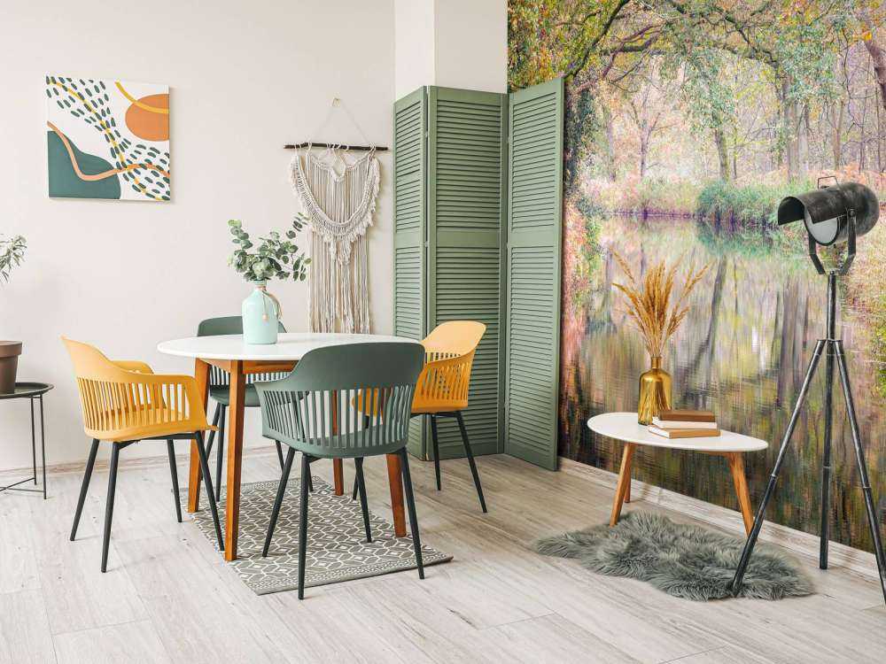 overdekt kleurrijk bos