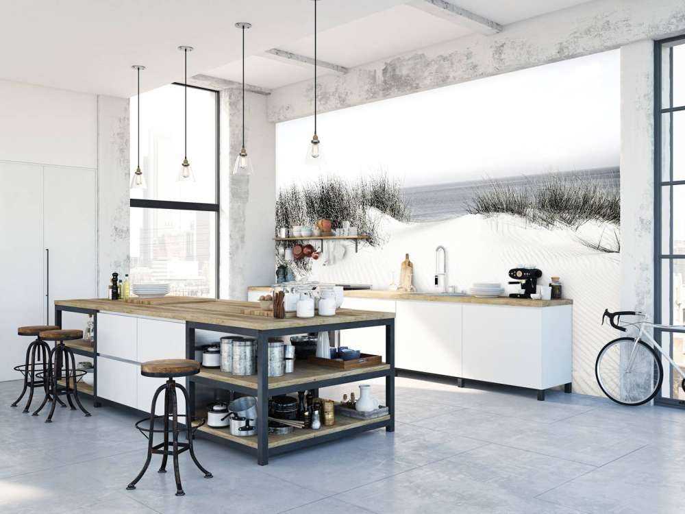 Duin doorgang naar het strand zwart-wit