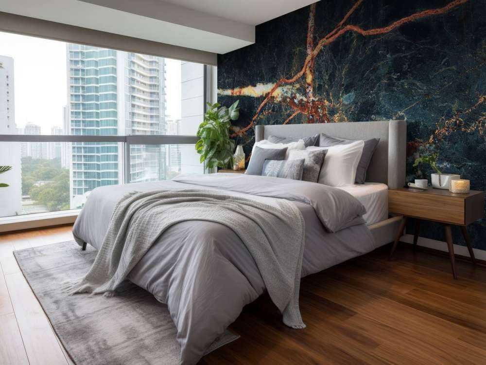 Blauw marmer met koperkleur