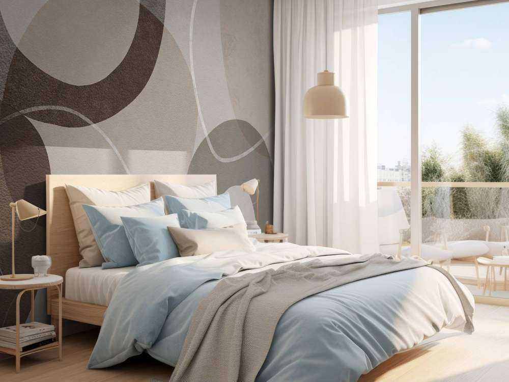 Mid Century Shapes And Outline Grey Brown