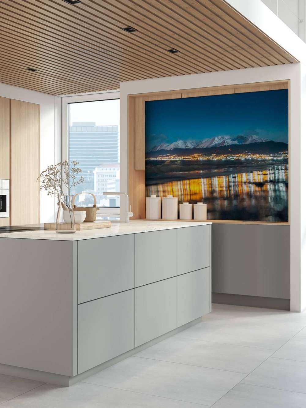 Nachtlicht Aan Besneeuwde Kust