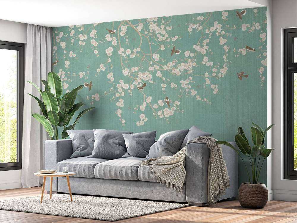 Bloesemtakken en vliegende mussen