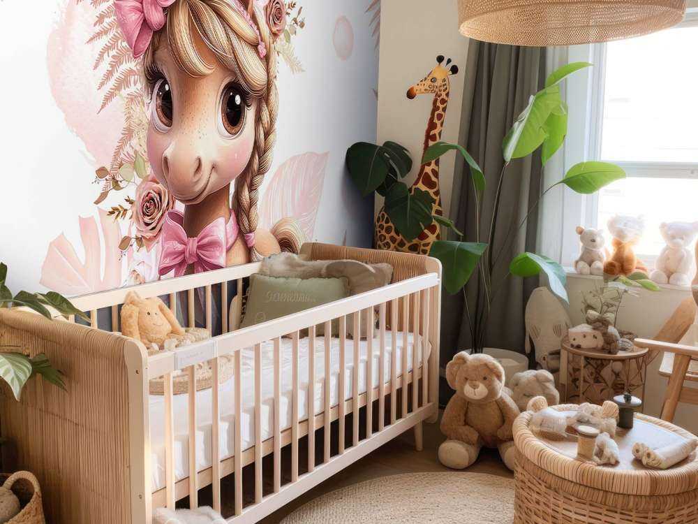 Elegante pony met roze strik