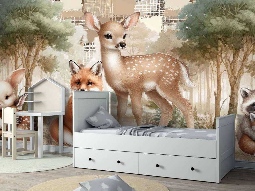 Bosdieren in warme tinten