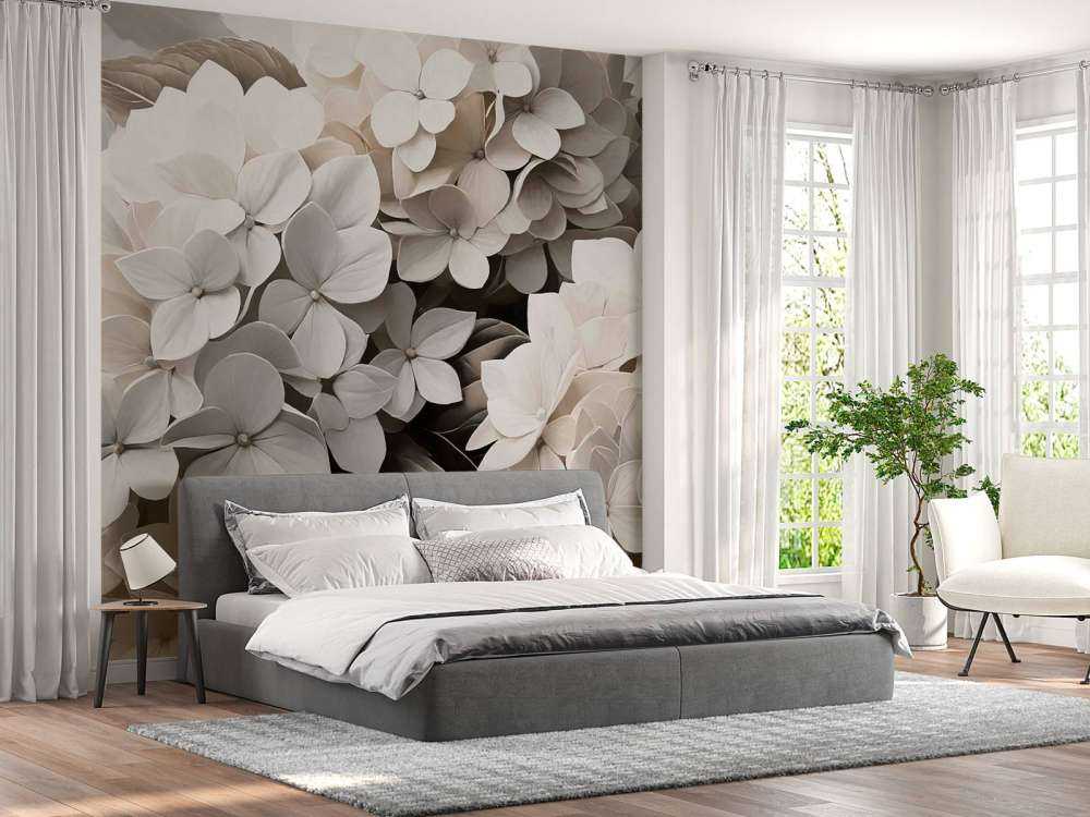 Crèmekleurige hortensia’s met diepte