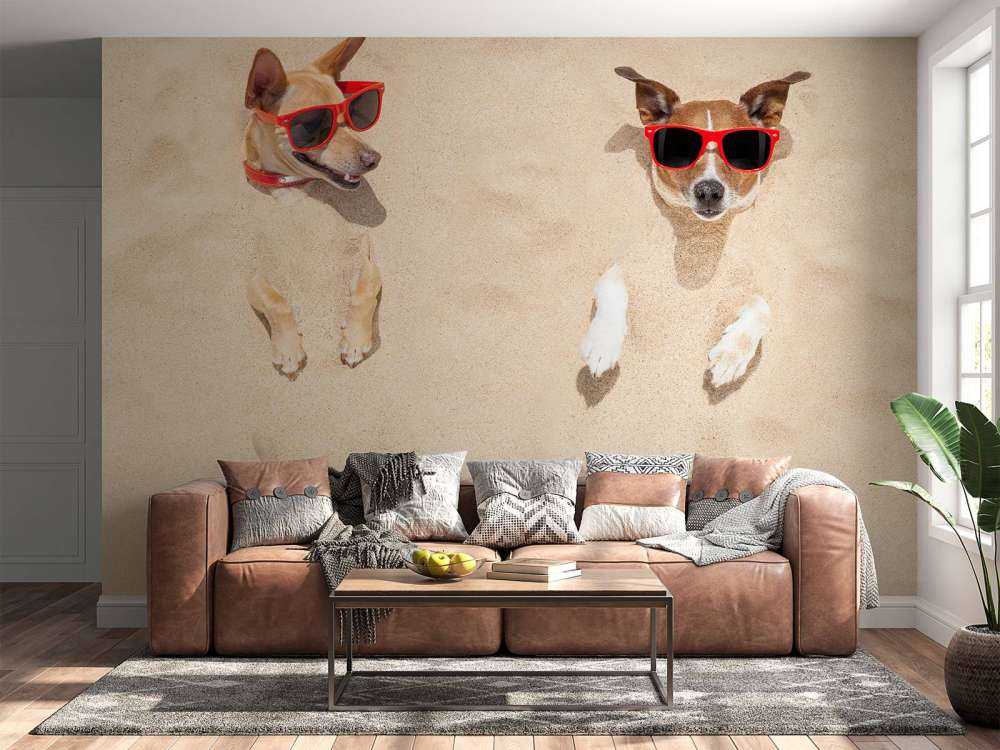 Ingegraven honden op het strand