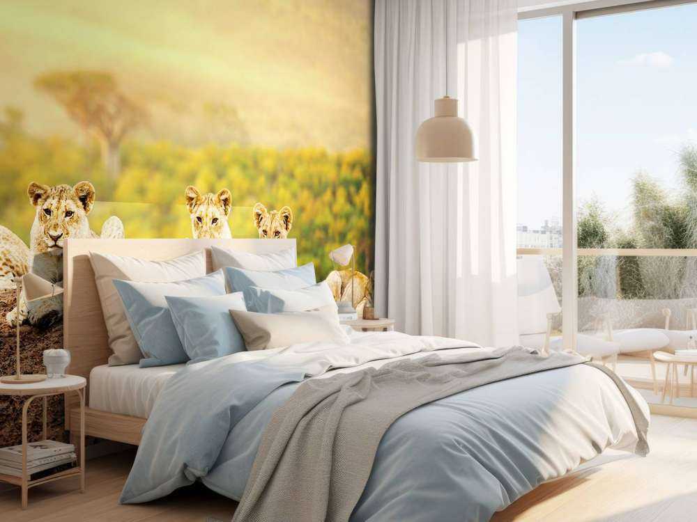 Leeuwenwelpen wachten op hun moeder