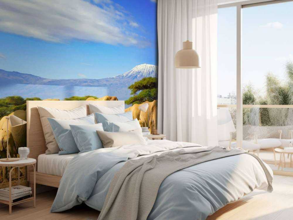 Olifanten met de Kilimanjaro berg op de achtergrond