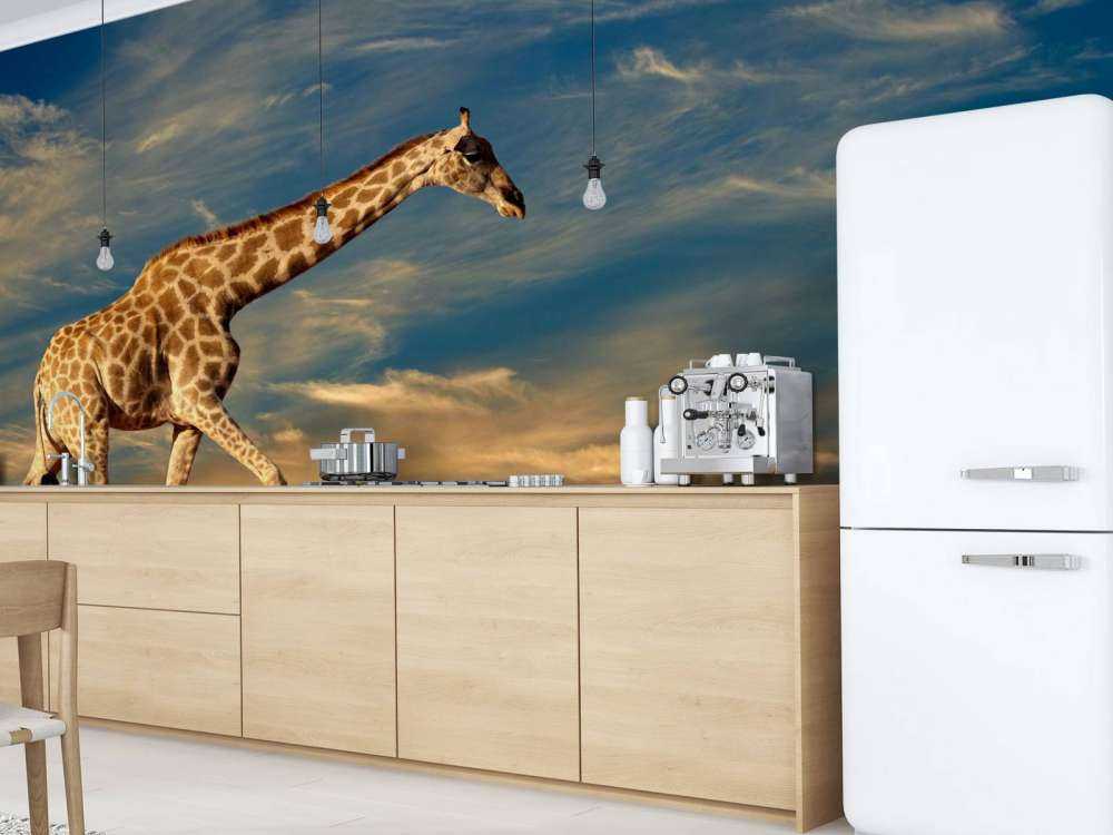 Giraffe in Zuid-Afrika lopend op zand