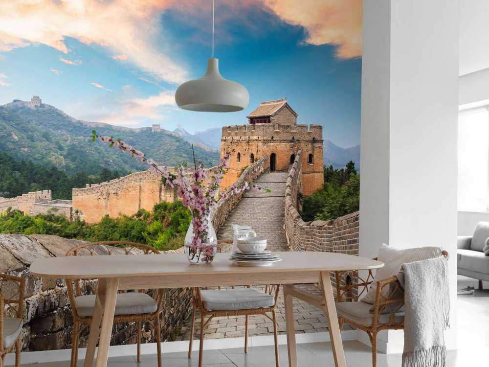 De Chinese Muur bij zonsondergang