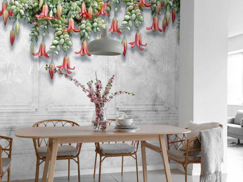 Exotische bloemen op beton