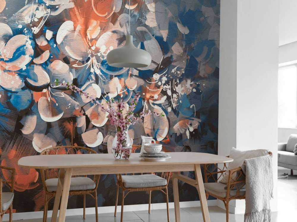 Abstract bloembladeren schilderij