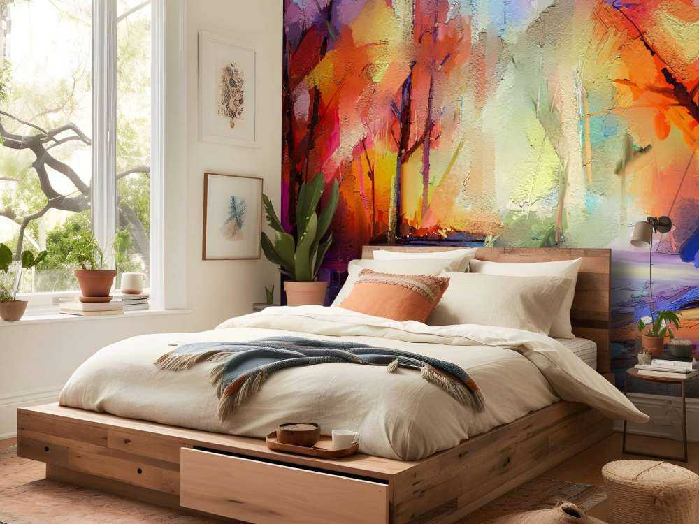 Olieverfschilderij van een bos