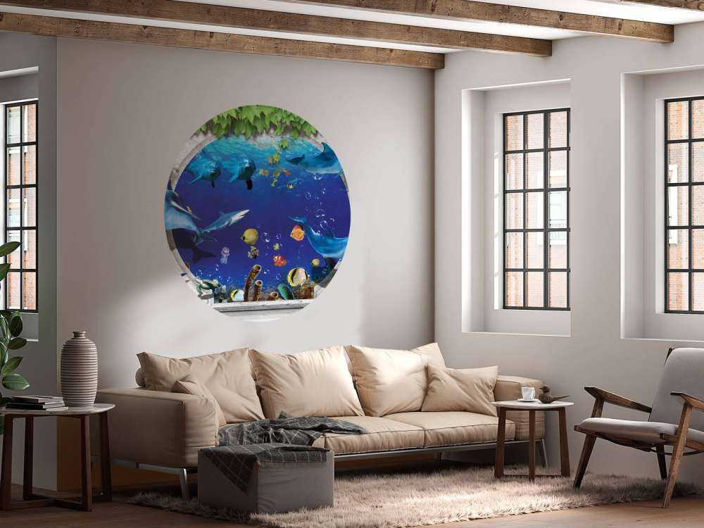 Dolfijnen door de muur