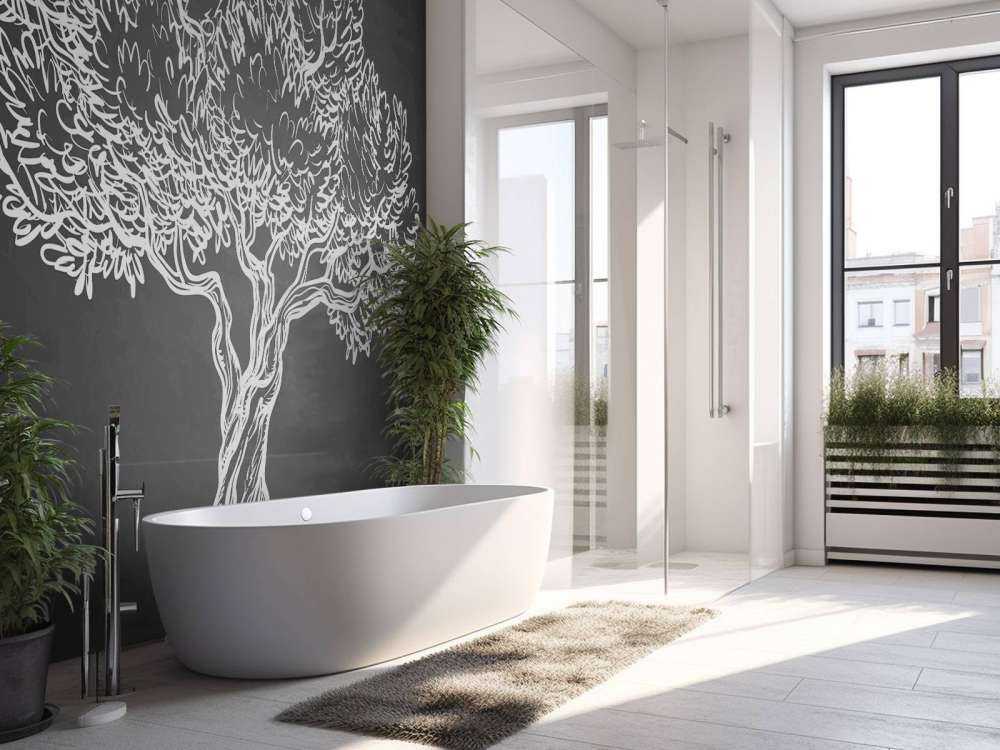 Krijttekening van een olijfboom