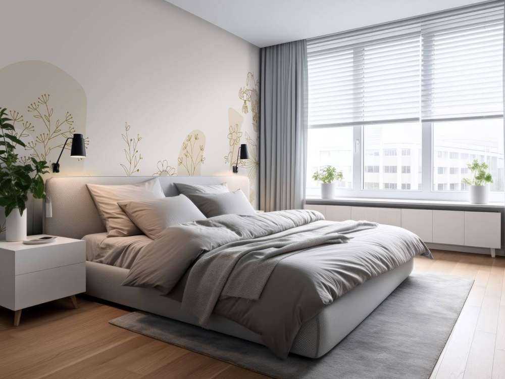 Bloemenveld getekend beige en natuur kleuren