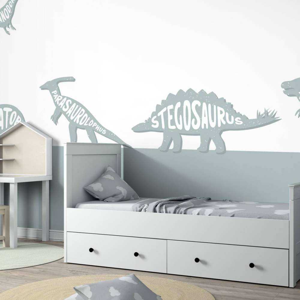 Dino's met tekst in blauw