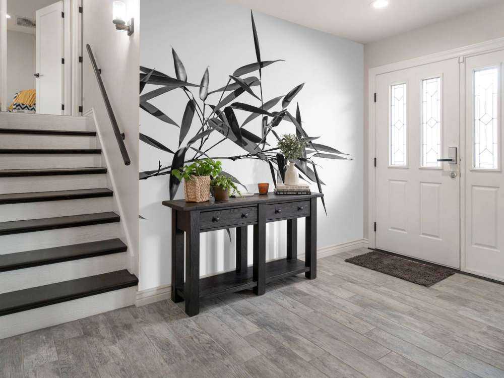 Bamboeblaadjes in zwart-wit