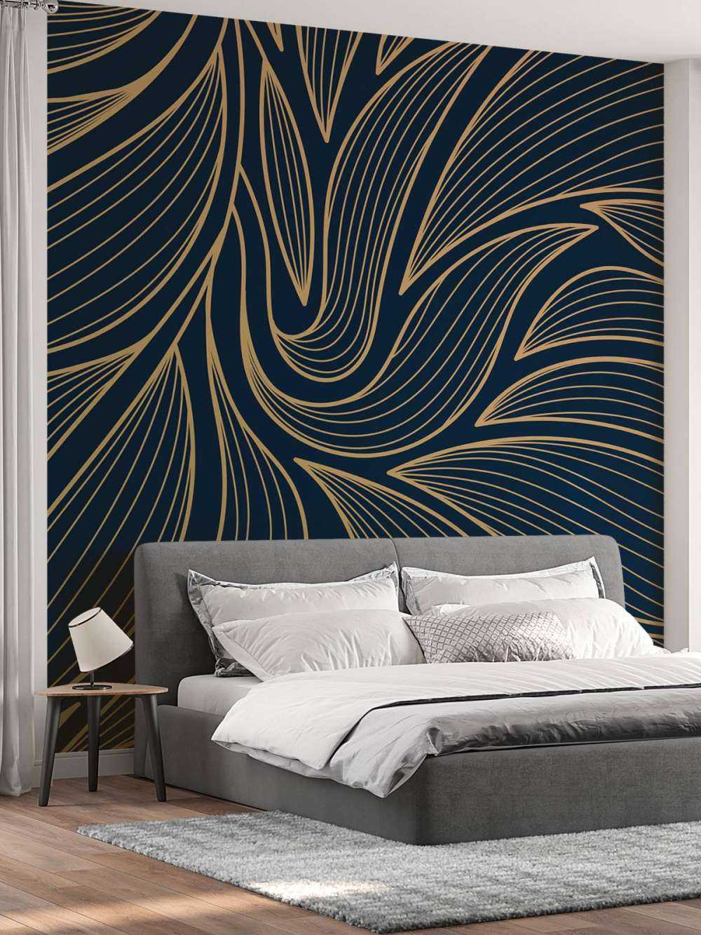 Art deco bloemen blauw