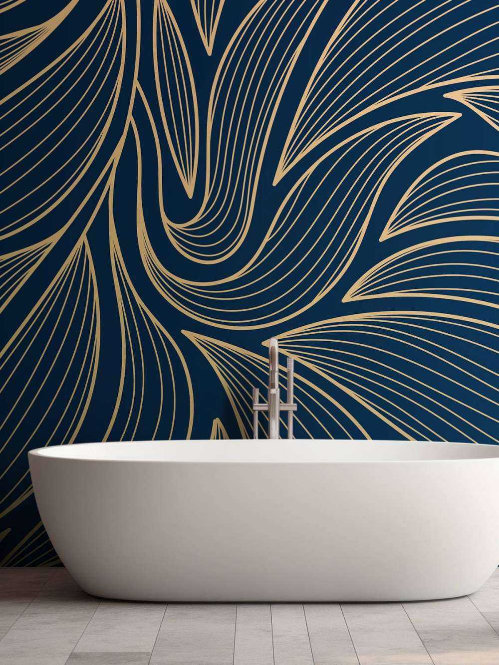 Art deco bloemen blauw
