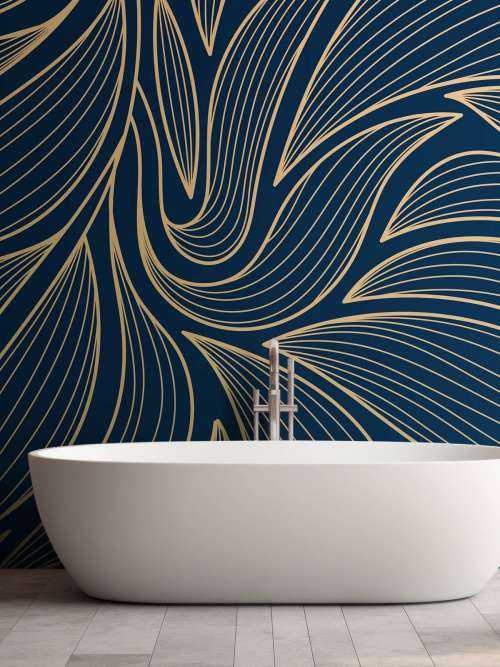 Art deco bloemen blauw