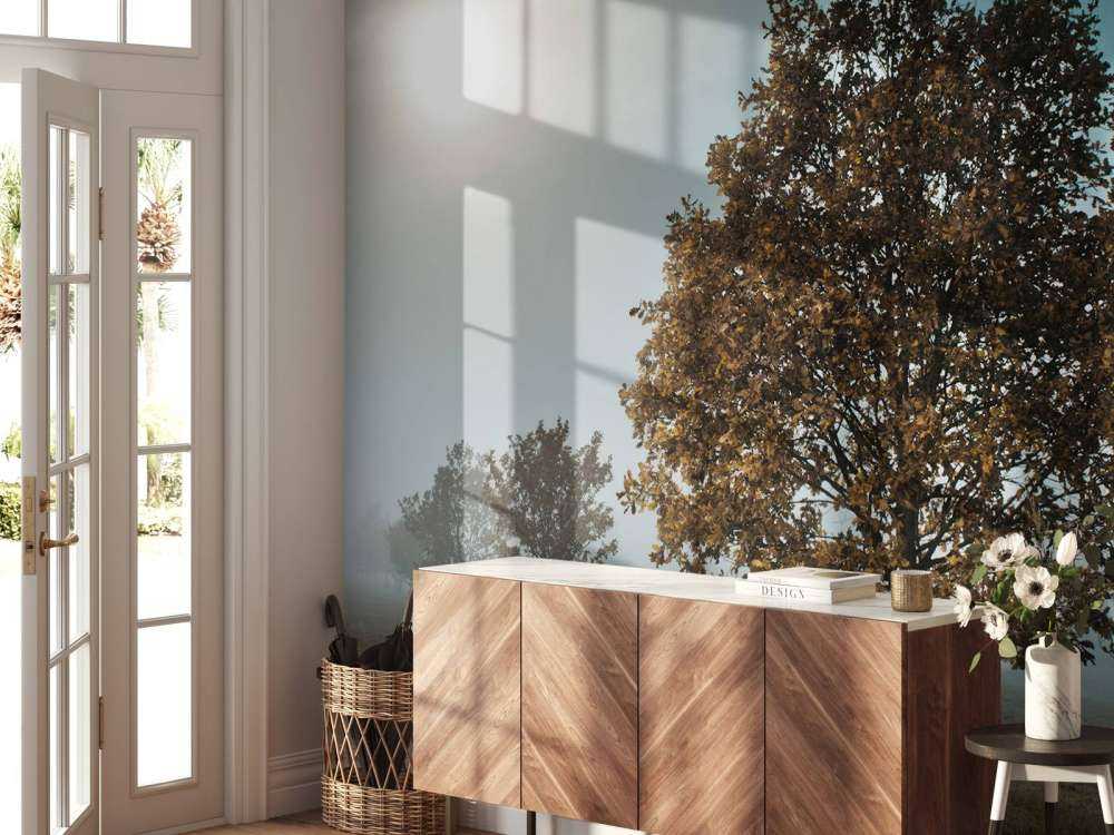 Line of trees in the mist