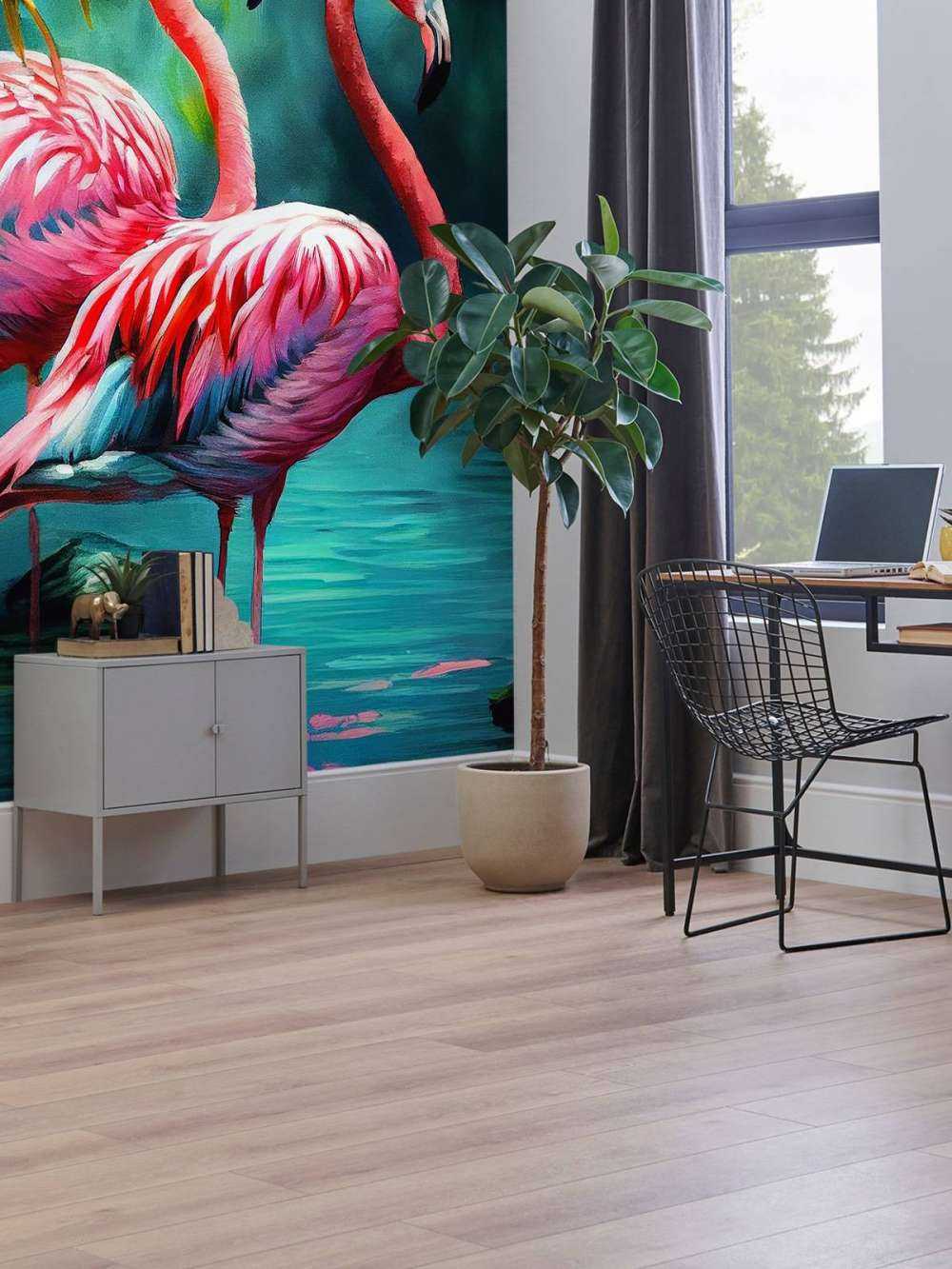 Fluweelroze Flamingo Duo