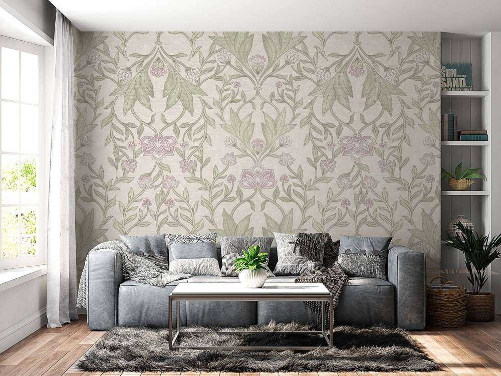 Morris bloemen damask - creme