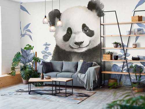 Baby panda in de jungle blauw