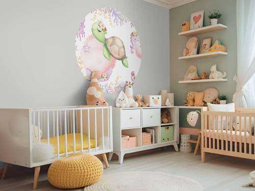 Roze zeebodem babykamer