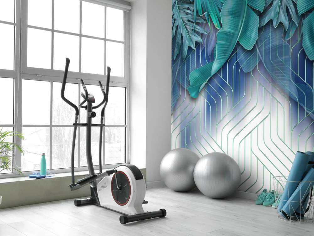 Groene bladeren en grafisch groen lijnenspel