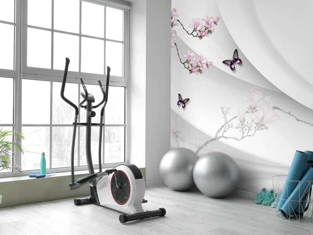 Witte 3D achtergrond met sierlijke bloesem