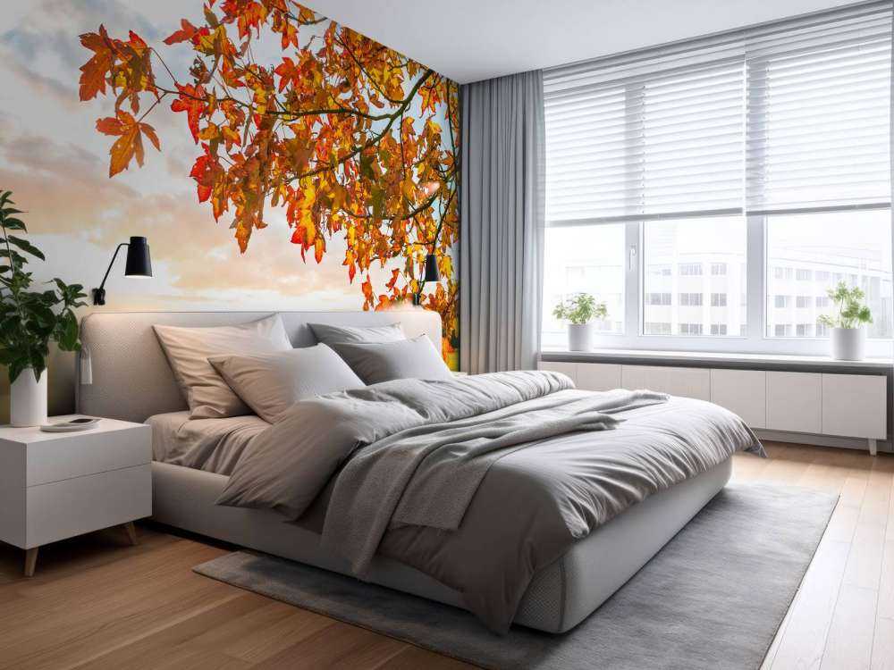 Herfstboom bij zonsondergang