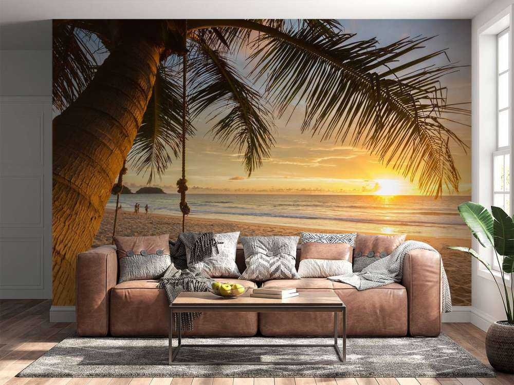 Palmboom bij zonsondergang