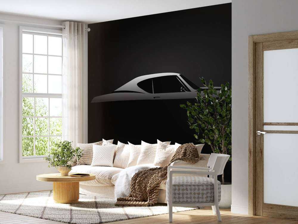 Klassieke Amerikaanse muscle car design met een zwarte achtergrond