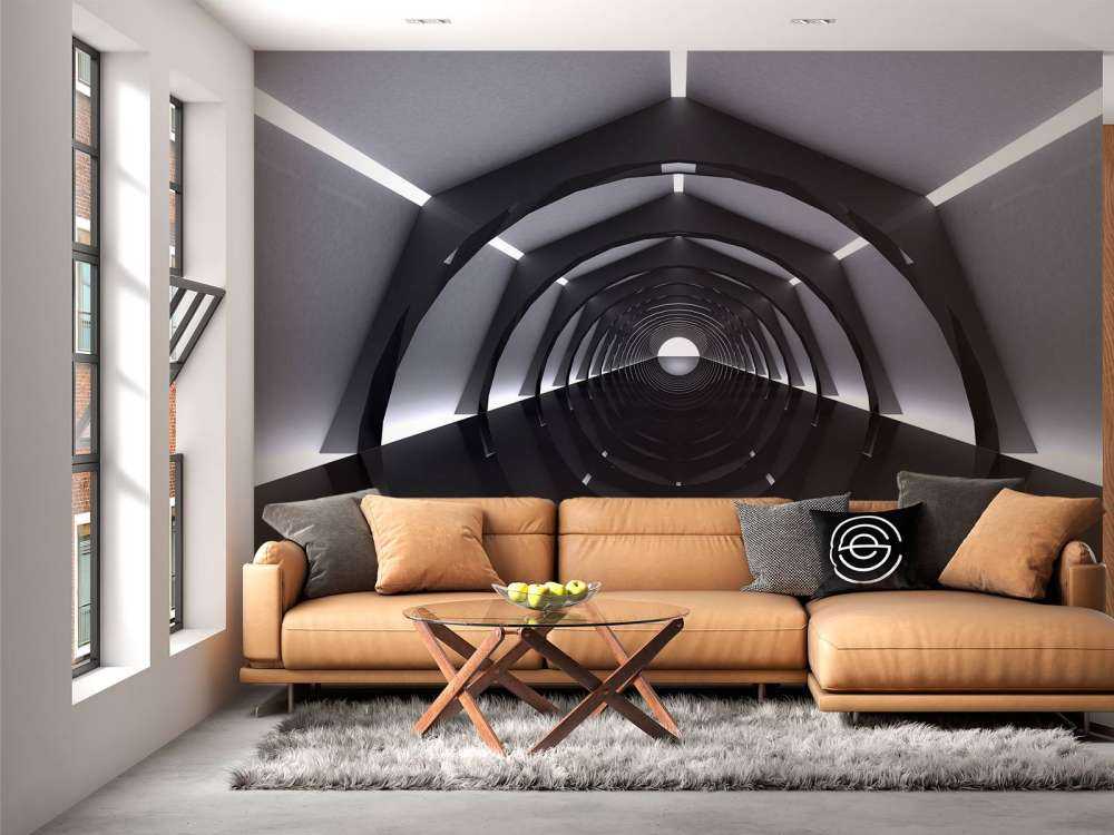 Futuristische tunnel met reflecterende vloer
