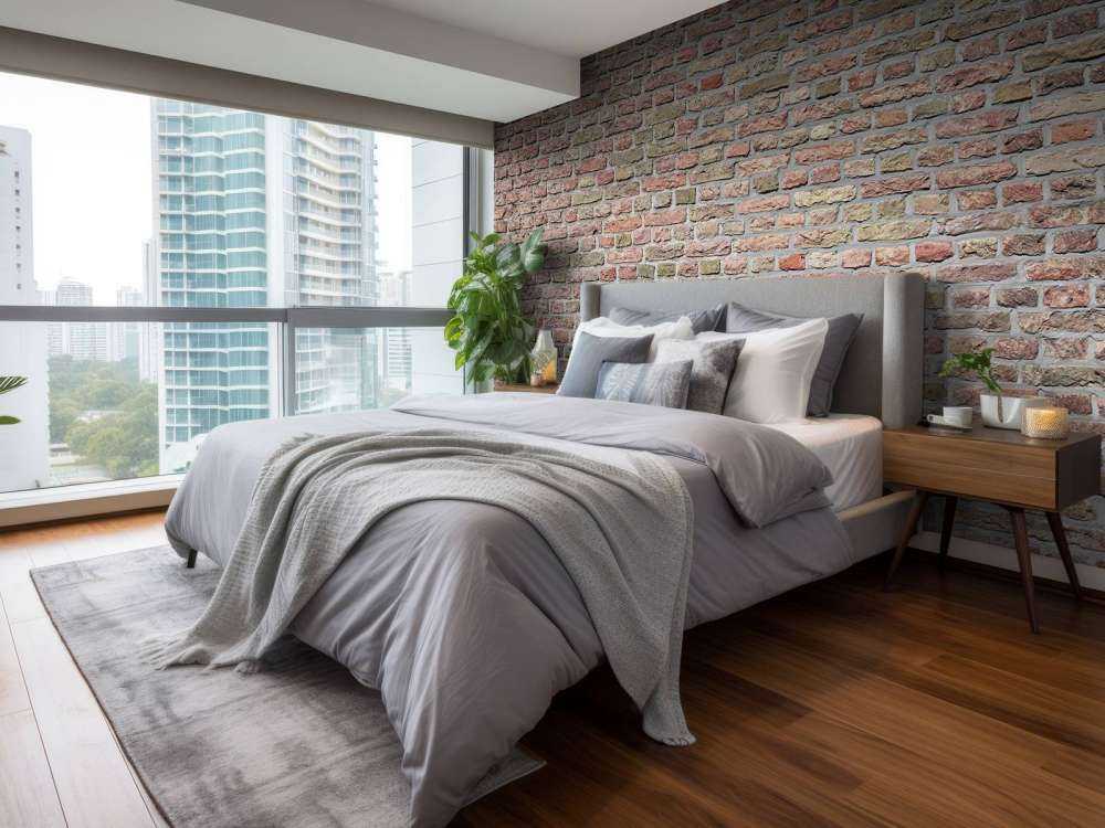 Bakstenen muur met gerestaureerde voegen