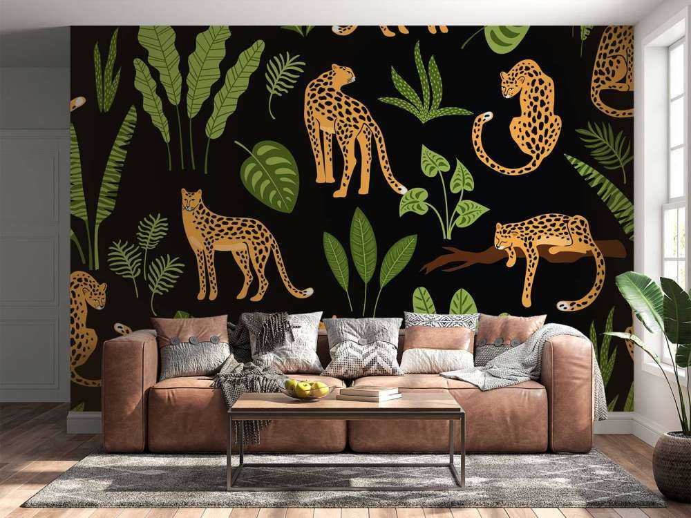 Luipaard Patroon met bladeren