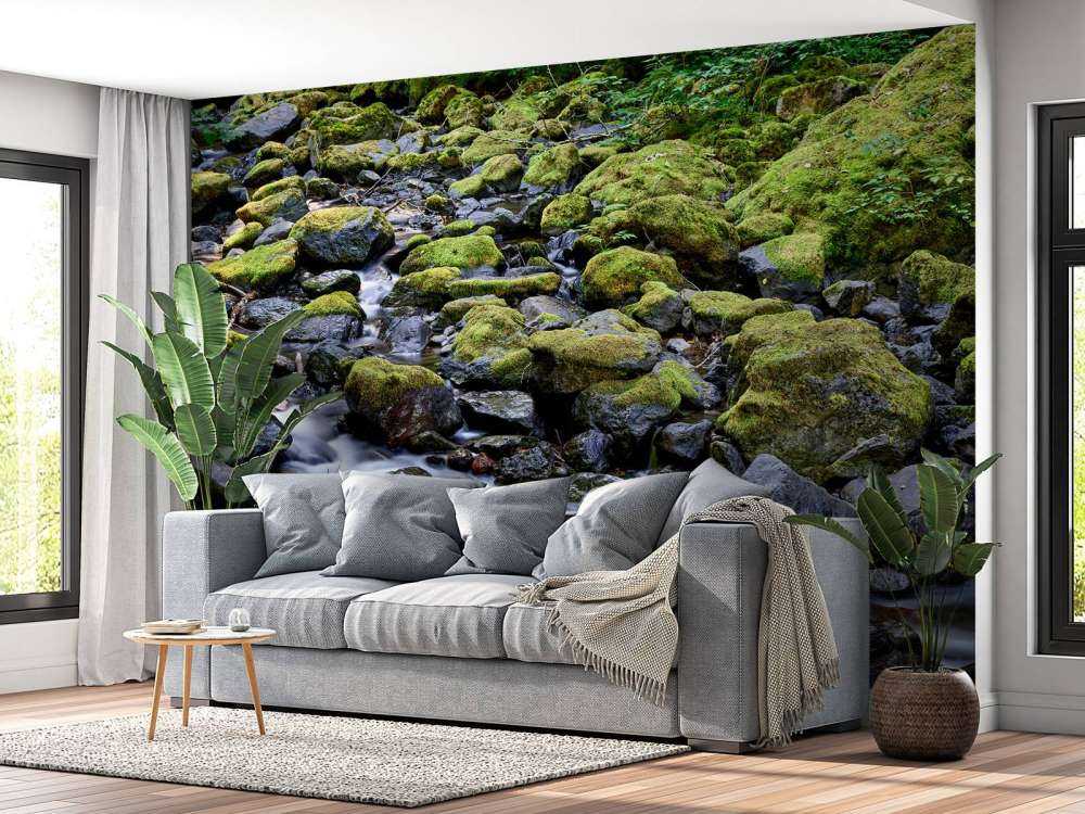 Stromend water met rotsblokken