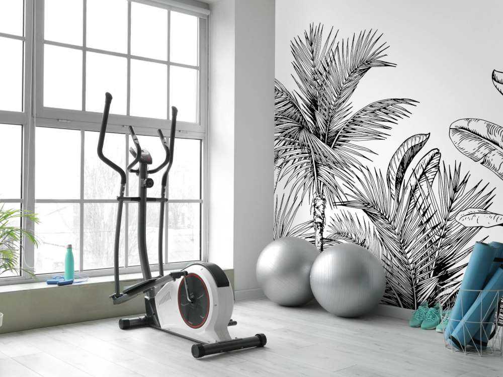 Palmbomen en bananenbladeren