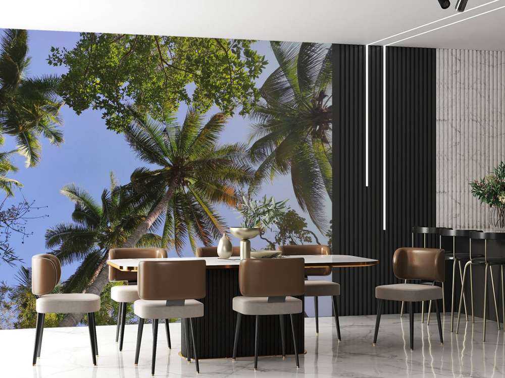 Palmbomen van onderaanzicht