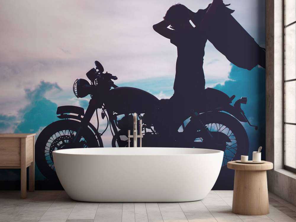 Silhouet motorrijder