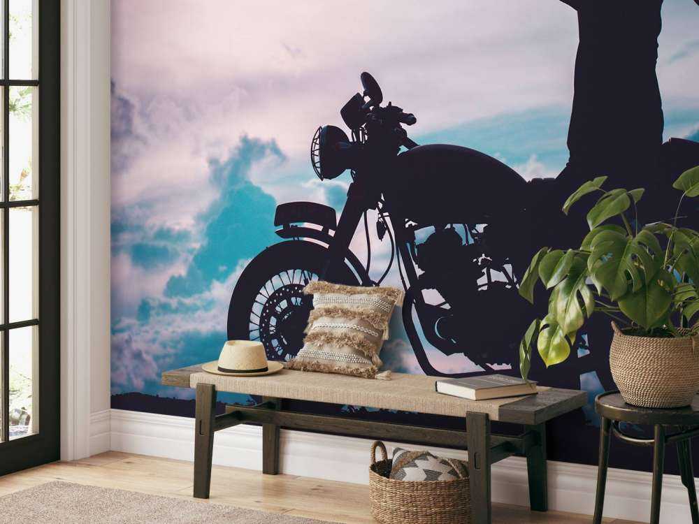 Silhouet motorrijder