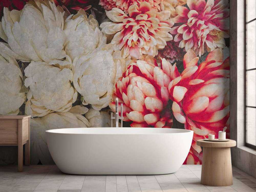 Chrysanten in crème en karmijn