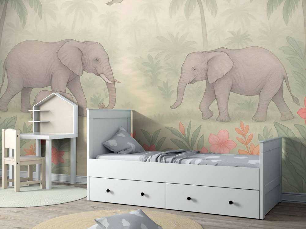 Olifantenwandeling tussen tropenbloemen